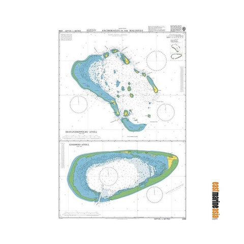 British Admiralty Nautical Chart #2068 Anchorages in The Maldives