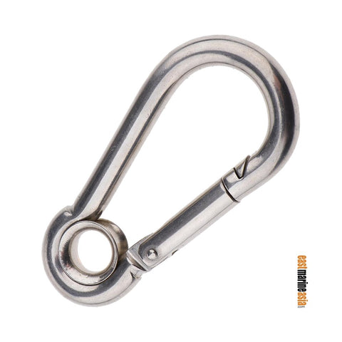 AISI 316 Stainless Steel Carabiner Hook / Spring Hook (with Eyelet)